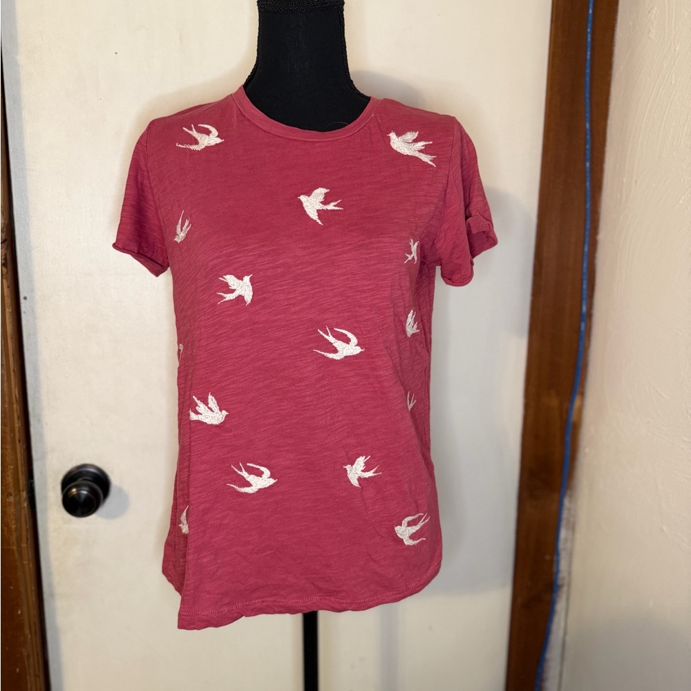 Lucky Brand Red Bird Print Tee